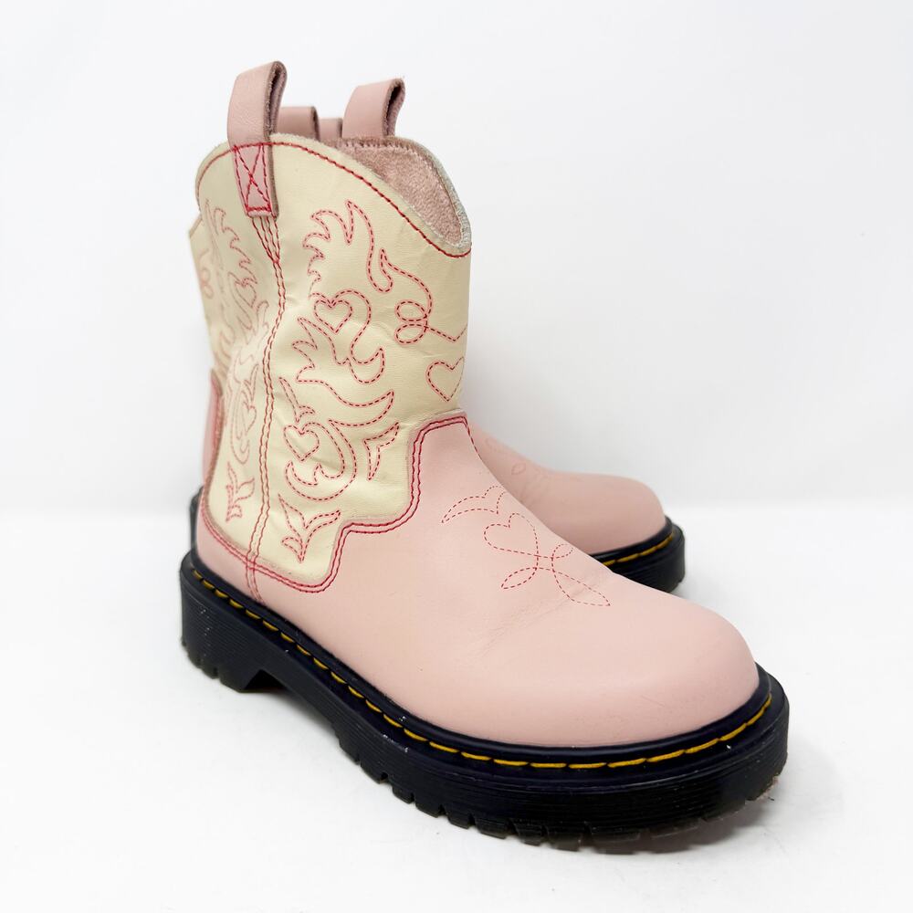 Dr. Martens Pink Leather Western Style Boots Girls Size 13 Pull On EUC